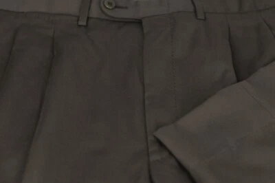 Ermenegildo Zegna Dark Brown Pleated Dress Wool Slacks Pants 35 x 28 - Image 1 of 4
