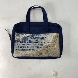 Zondervan Vintage Footprints Citazione Porta Bibbia Custodia Libro Arazzo Tote Bag L - Foto 1 di 8