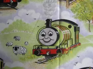 VTG Thomas the Train Curtain Drapery Panels Horrockses UK Cotton Blend Fabric - Picture 1 of 12