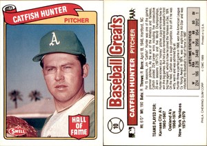 Catfish Hunter 1989 Swell Baseball Greats #10 Card Oakland Athletics