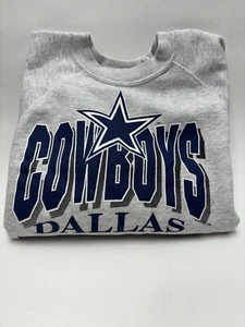 Vintage Dallas Cowboys Crewneck Hanes Sweatshirt Pullover Heather Gray Youth XL - Picture 1 of 9
