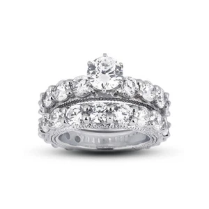 Ehering Set 7,70 kt E SI1 runder natürlicher Diamanten Plat Vintage-Stil - Bild 1 von 6