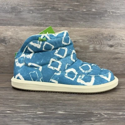 Sanuk Puff N Chill Botín Mujer Talla 7 Lauren Azul Blanco Estampado Zapatos Foto 1 de 4