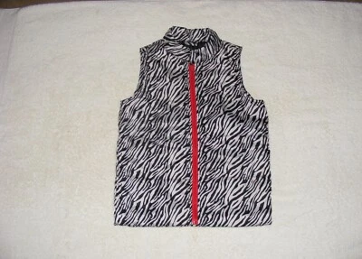 One Step Up Black/White Print Pink Zip Vest - Size 10/12 - Image 1 of 3
