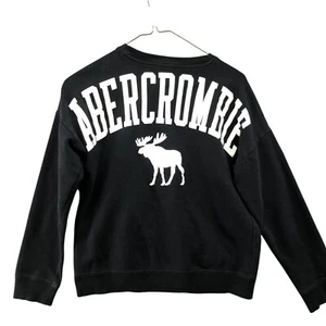 Abercrombie Kids Crewneck Sweatshirt Size 11/12 Black White Logo Spellout - Picture 1 of 6