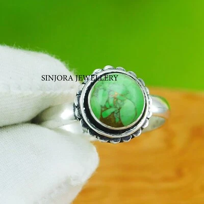 Green Copper Turquoise Gemstone 925 sterling silver handmade Ring US size 5 to13 - Image 1 of 4