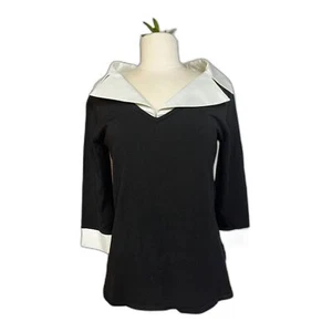 August Silk black collared 2fer sweater NWT retail $68 - Medium - Picture 1 of 6
