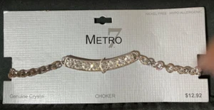 Collana FIRMATA Metro 7 CHOCKER cristallo originale tono argento NUOVA nichel free HypoA - Foto 1 di 9