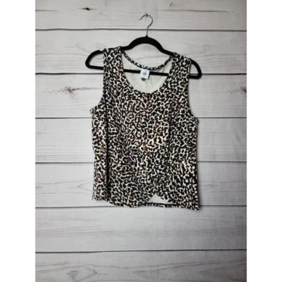 Camiseta sin mangas Cabi para mujer negra nudosa con estampado de animales leopardo sin mangas elástica M Foto 1 de 4