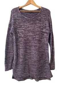 Ellen Tracy Damen Pullover Baumwolle Lila Pulli Langarm High Low Gr. Large - Bild 1 von 9