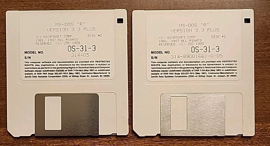 Vintage Microsoft MS-DOS “R” Version 3.3 Plus Model OS-31-3 3.5" Disk Set 1988 - Image 1 of 4