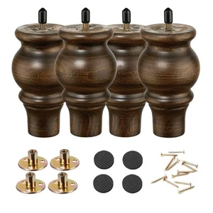 4 Pack 5 Wooden Furniture Legs Sofa Couch Feet Replacement for Cabinet Dresser - Picture 1 of 6