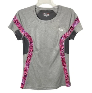 FILA SPORT RUNNING Performance S/S Top grau rosa Leopardenbesatz Damen S Polyester - Bild 1 von 14