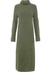 Neu Strick-Kleid mit Rollkragen Gr. 40/42 Oliv Maxi-Dress Langarm Casualkleid - Bild 1 von 1