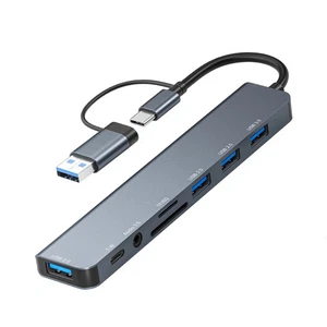 USB C Hub USB 3.0, Aluminum 8 in 1 USB Splitter with 1 X USB 3.0, 3 X - Picture 1 of 1