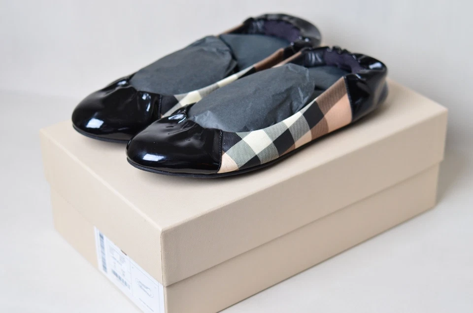 Sapatilhas Burberry Nova Soft Ballerina – Black Check – Tamanho 38 (EUA 7.5) – Com Caixa - Imagem 1 de 4