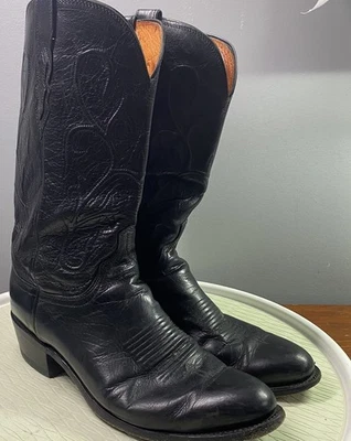 Botas de Vaquero Lucchese Para Hombre Negras Botas de Motociclista Occidentales Hechas a Mano en Texas Talla US 10D Foto 1 de 4