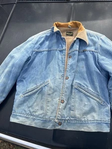 Vintage Wrangler Jeansjacke Herren Small Trucker USA Sherpa 70er Cordkragen - Bild 1 von 15