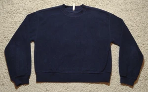 Fabletics Cropped Fleece Sweatshirt Women's Medium Blue Crewneck Pullover Gym - Picture 1 of 7