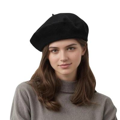 Womens Wool Beret, 70 Wool, French, Lightweight, Chic, Hat, Beanie, Classic - Image 1 of 4