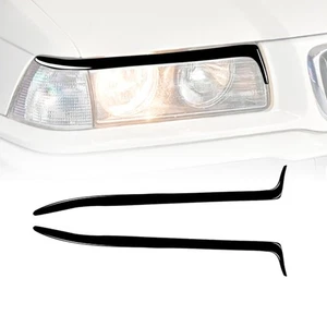 Piano Black Pair Front Headlight Eyebrow Cover Trim For BMW 3 Series 1992-1998 - Bild 1 von 4