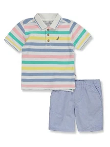 Nautica Boys' 2-Piece Stripe Shorts Set Outfit Color: multi Size: 5 - Picture 1 of 1