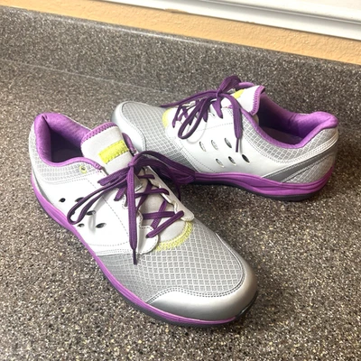 Vionic туфли женщин 12 серый фиолетовый синтетический низкий верхний шнурует вверх работает тренажерный зал кроссовок - Изображение 1 из 4