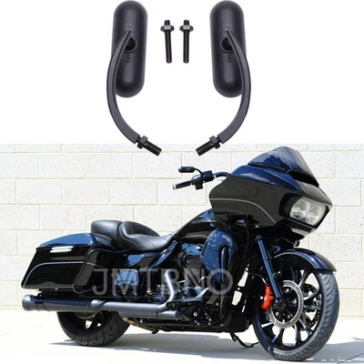 Mini espejos retrovisores ovalados negros para motocicleta Harley Davidson Road Glide Street Glide Foto 1 de 4