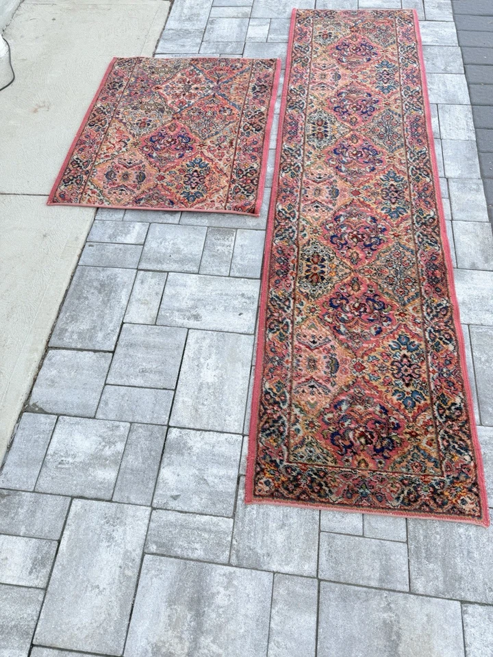 Corredor Karastan 717 vintage con felpudo a juego 100 % lana Foto 1 de 4