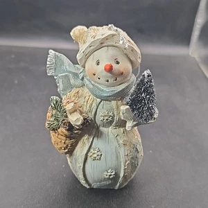Schneemann Ornament Figur Birke Baumoptik Korbbaum weiß Schnee Winter Glitzer - Bild 1 von 8