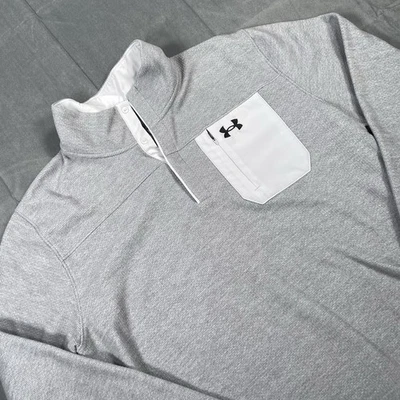 Under Armour Sweater Men's 2XL Gray Henley Specialist Coldgear Fleece Pullover - Image 1 of 4