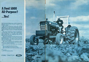 Ford 5000 1971 tractor agrícola anuncio impreso de 2 páginas - Imagen 1 de 1
