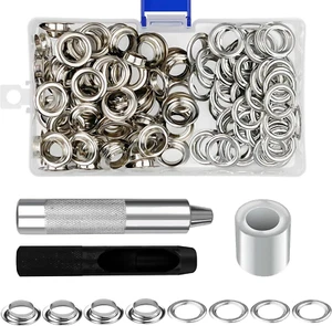 Kit Occhiellatrice per Teloni,100 Occhielli Metallici 10Mm, Grommet Con 3 Pezzi - Foto 1 di 7