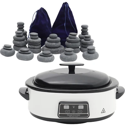IDEAL-HOMESTYLE 6QT Digital Stone Heater Massage Kit w/54 Pcs Basalt Stones Rock Home Hot Stone