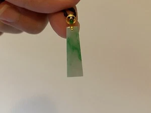 18k Solid Gold Diamond Genuine Natural Type A Untreated Burmese Jadeite Pendant - Picture 1 of 6