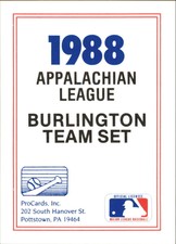 1988 Burlington Indians ProCards #NNO Checklist Baseball Card