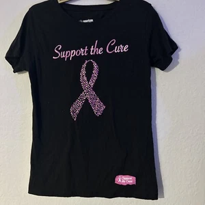 American Crown Support The Cure Design Women's Black T-shirt Size XL - Picture 1 of 7