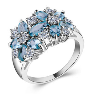 Women Fashion 925 Silver Jewelry Cubic Zircon Wedding Party Ring Sz 6-10