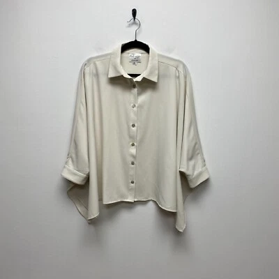 Camisa Chicos Marla Wynne Mujer Crema Dolman Gran Tamaño Abertura Lateral Abotonada M Foto 1 de 4