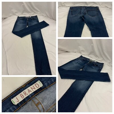 Pantalones de mezclilla marca J talla 28 algodón oscuro poli elástico pierna lápiz sin defectos YGI Q1-547 Foto 1 de 4