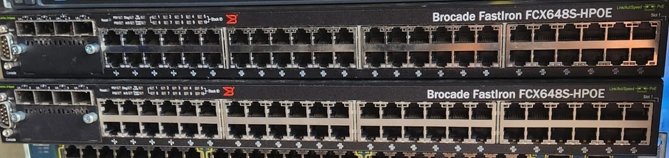 Brocade FCX648S FastIron 48 Port Gigabit Managed Switch Dual PSU - Image 1 of 2