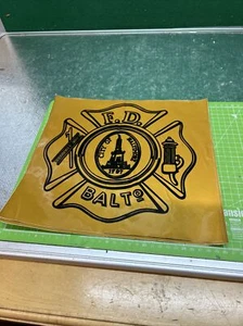 Baltimore City Fire Dpt Badge Self Adhesive Stickers (2) 305mm X 305mm Vintage - Picture 1 of 6
