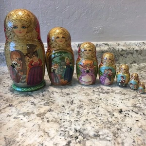 Muñecas anidadoras Matryoshka rusas Babushka 7 piezas cuento de hadas Cenicienta - Imagen 1 de 12