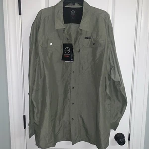 Camicia da uomo Wrangler ATG All Terrain Gear verde con bottoni nuova con etichette taglia 3XT - Foto 1 di 10