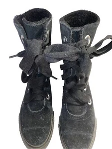 CONVERSE Sz 8 Women’s TOO HIGH All Star High Top Black Suede Sneakers Shoes - Picture 1 of 12