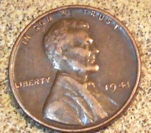 1941 Lincoln Wheat Penny No Mint Mark, World War II Era; Vintage Old Coin Money - Picture 1 of 4