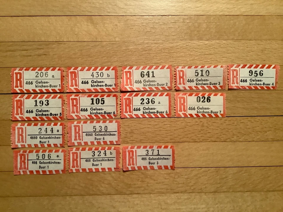 14x Einschreibezettel 466 Gelsenkirchen Buer 1,2,3,4,5,6,7 - Bild 1 von 1