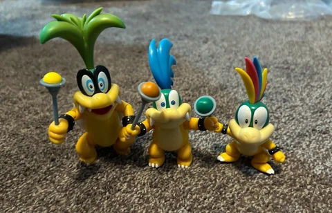 World of Nintendo Mario Jakks Lot of 3 - 4" Inch Koopa Kids - Iggy, Larry, Lemmy Cover