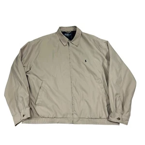 Polo Ralph Lauren Harrington Jacket Men's 1X Big Biege Full Zip Flannel Lined - Picture 1 of 10