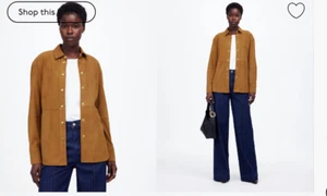 Madewell Womens $398 Straight-Hem Button-Up Shirt in Suede Size M NT658 - Picture 1 of 11